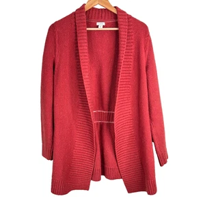 Cardigan lungo LL BEAN L collo sciallato aperto waffle maglia zucca ruggine twee accademia - Foto 1 di 10