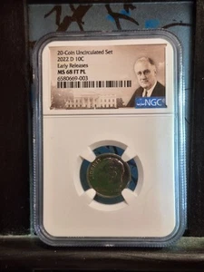 2022 D Roosevelt Dime NGC MS 68 FT PL Early releases. 20 coin uncirculated set. - Picture 1 of 2