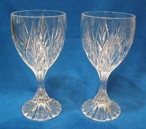 2 Mikasa Crystal Park Ridge Pattern Water Goblets 6 3/4" Tall - Picture 1 of 4