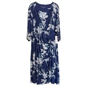 Soft Surroundings Hyannis Dress L Eva Garden Navy Wickelkleid Größe 2X NEU 130 $ - Bild 1 von 15