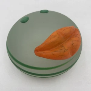 BOROWSKI SMILEY FACE GLASS ART Paperweight POLAND SIGNED 1980s Post Modern GREEN - Picture 1 of 19