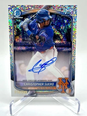 CHRISTOPHER SUERO 2025 BOWMAN CHROME 1ST SPECKLE REFRACTOR AUTO /299  - Image 1 of 2