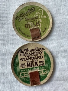 Vancouver Island Victoria 1940s Lot of 2 Northwestern Creamery Limited Milk Caps - Picture 1 of 5