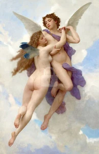 L'Amour et Psych (1899), William-Adolphe Bouguereau *Art Postcard* - Picture 1 of 2