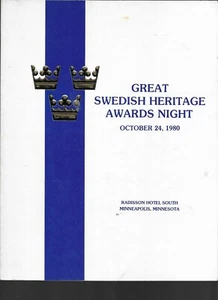 GREAT SWEDISH HERITAGE AWARDS NIGHT 1980 PROGRAMME - LINDBERG,BERGMAN,SANDBURG,ETC - Photo 1/5