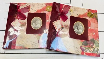 Lote de 2 álbumes de recortes 12x12 fotos reliquias nostálgicas cinta borgoña terciopelo  Foto 1 de 4