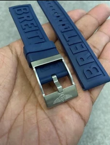 Breitling Watch Strap Navy Blue 22mm-20m Unworn with Buckle - Picture 1 of 3