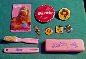 Lot 8 BARBIE Items Card Charms Pins T. Brush 1990's "Deep In The Heart Of Texas" - Picture 1 of 6