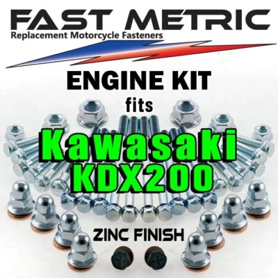 95-06 川崎 KDX 200 发动机重建螺栓套件 | 工厂风格 ZINC 紧固件 — 第 1/4 张图片