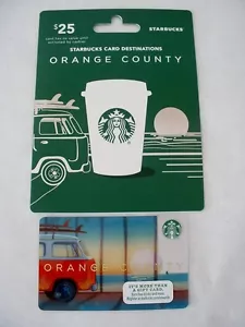 RARA CARTA REGALO STARBUCKS ORANGE COUNTY SU GANCIO NUOVA ZERO BALANCE DA COLLEZIONE - Foto 1 di 3