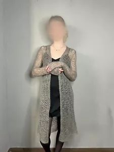 Lauren Ralph Lauren Women’s Openwork Grey Mohair Open Long Cardigan – Size S-M - Picture 1 of 17