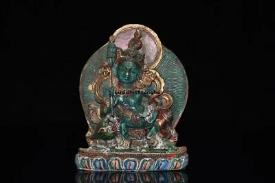 Xizang зеленая сосна горящий синий двойной шасси Бог богатства Будда украшения - Изображение 1 из 4