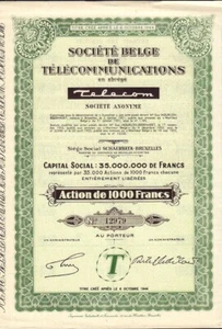 Soc. Belge de Telecommunications Telecom Bruxelles Belgio 1944 - Foto 1 di 1