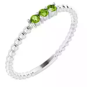 Anillo con cuentas de peridoto en platino - Imagen 1 de 5