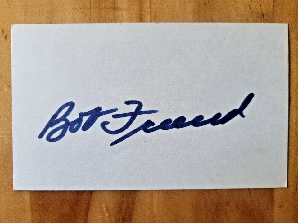 Bob Friend ~ 3x5 Index Card ~ Pirates ~ MLB ~ Blue Sharpie ~ Signed Autographed - Image 1 of 1