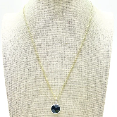 Collar STELLA AND DOT Dije Tono Plata Negro Facetado Cuentas Diario Clásico Foto 1 de 4