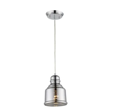 Trans Globe PND-1086 6" 1-Light Mini-Pendant Polished Chrome/Smoke Glass. 883 - Image 1 of 4