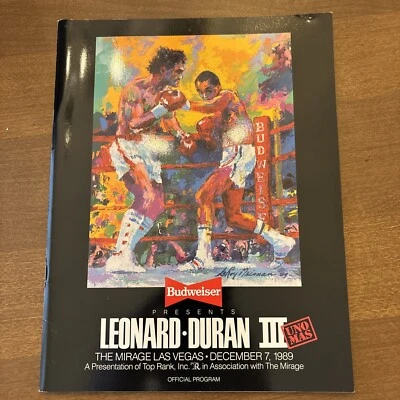 ROBERTO DURAN vs SUGAR RAY LEONARD III Boxing Program 1989 Fight Boxers Sports  - Image 1 of 4