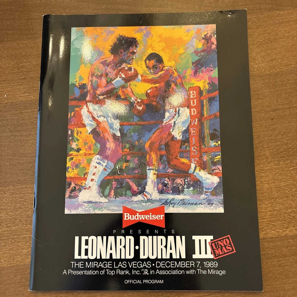 ROBERTO DURAN vs SUGAR RAY LEONARD III Boxing Program 1989 Fight Boxers Sports  - Image 1 of 4