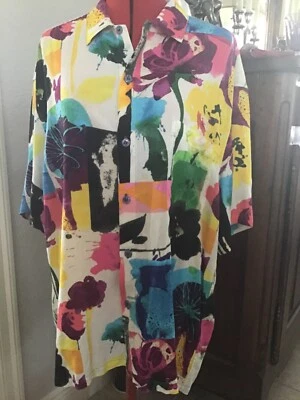 Jams World Womens Large Cate Caliente Sleeve Button Down Shirt - Imagem 1 de 4