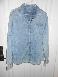 Calvin Klein Herren Hemd Wash Blue Denim Knopfleiste Größe XL - Bild 1 von 3