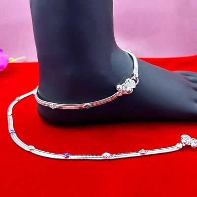 Pure Silver Anklet, Handmade Silver Anklet, Silver Body Jewelry - Image 1 of 4