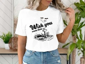 Funny Halloween Wish You Were Here Graveyard T-Shirt - Picture 1 of 11