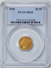 1928 G$2.5 Indian Head Gold Quarter Eagle MS63 PCGS 12168380