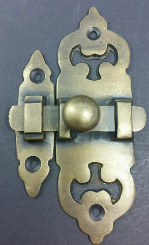 Ornate Antique Style Solid Brass Door Latch Lock Bolt Barn Gate Cabinet #X11 Cover