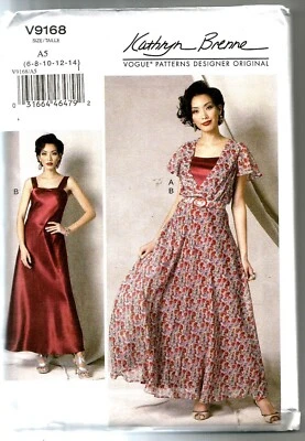 Vogue Patterns 9168 Kathryn Brenne, Dress, Belt, Slip, Size 6 - 14, Uncut - Image 1 of 2