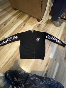 Cárdigan Suéter Hot Topic Gran Tamaño Champiñón Para Mujer’s S Negro Bordado Hada - Imagen 1 de 5