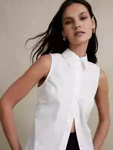 CAMICIA SMANICATA SARTORIALE BANANA REPUBLIC RILEY taglia 12 PETITE 12P BIANCA - Foto 1 di 5