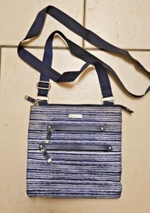 Bolso Bandolera Baggallini Azul Rayas Multi Bolsillo Ajustable Bolso de Hombro Cartera 9" - Imagen 1 de 14