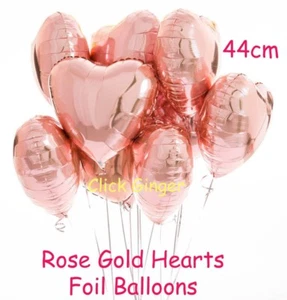 Rose Gold Heart Shaped Foil Balloons 44cm Helium Quality Hearts Balloon - Picture 1 of 7