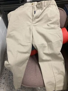Pantalones clásicos de fácil cuidado Roundtree y Yorke delanteros planos clásicos para hombre talla 38x29 (caqui) - Imagen 1 de 4
