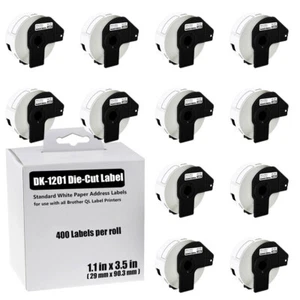 12 rotoli 29 mm x 90 mm telaio permanente DK-1201 per stampante etichette indirizzi Brother QL - Foto 1 di 12