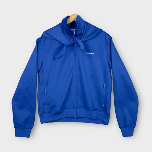 Balenciaga Track Jacket Giacca con Cappuccio Taglia Large Blu Zipper Tasca Designer