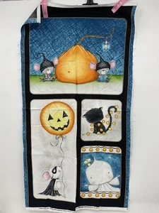 Charmed Panel 23x42 Stacey Yakula QT Halloween Pumpkin Jack-O-Lantern Mice Cat - Picture 1 of 8