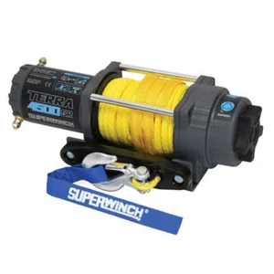 Superwinch 4500 LBS 12V DC 1/4in x 50ft Synthetic Rope Terra 4500SR Winch - Gray - Picture 1 of 10