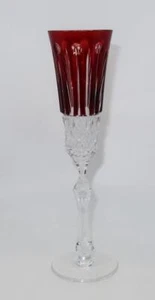Faberge French Crystal XENIA Champagne Flute, Ruby Red Cut to Clear, 8 7/8" - Picture 1 of 4