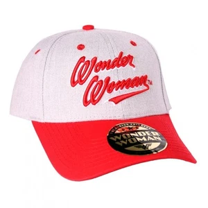 TEXTO OFICIAL DE DC COMICS WONDER WOMAN GORRA DE BÉISBOL GRIS Y ROJA - Imagen 1 de 1