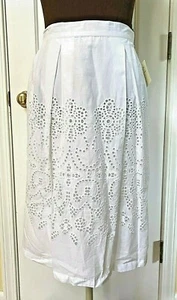 Studio west apparel Embroidered Eyelet Flare Full Skirt S Solid white Cotton NWT - Picture 1 of 8