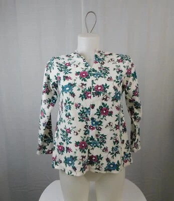 Винтажный Y2K чероки длинным рукавом цветочный печать хлопковая смесь Топ - большой #2432 - Изображение 1 из 4