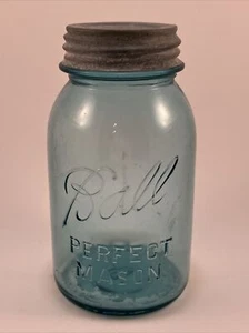 Vintage türkisblau Ball Perfect Mason 1 Menge Nr. 5 Einmachgläser mit Deckel - Bild 1 von 10
