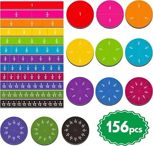 156 PCS Magnetic Fraction Tiles Circles, Educational Math Learning Manipulatives - Picture 1 of 1