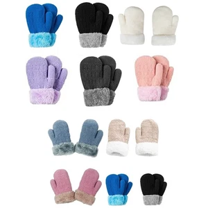 Winter Fleece Lined Gloves Full Finger Knitted Glove Crochet Gloves for Kids - Picture 1 of 16