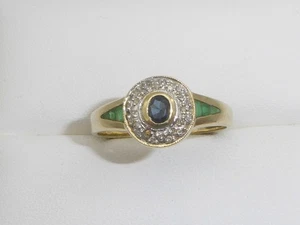 585 Gelbgold 14K Gold Ring Saphir Diamant Verlobungsring RG 64 - 20,3 mm 9740 - Bild 1 von 12