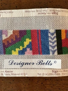 Colorful Needlepoint Canvas Belt Finish 98% Complete - Picture 1 of 9