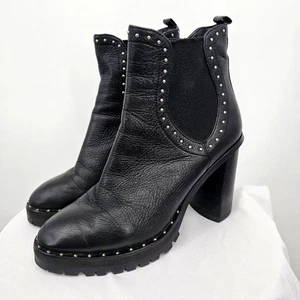 Rebecca Minkoff Edolie Black Leather Studded Heeled Boots Size 7.5 - Bild 1 von 8
