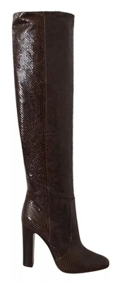 Dolce&Gabbana Mujer Marrón Rodilla Alto Botas de Piel Estampado Botines Talla 41 - Imagen 1 de 4